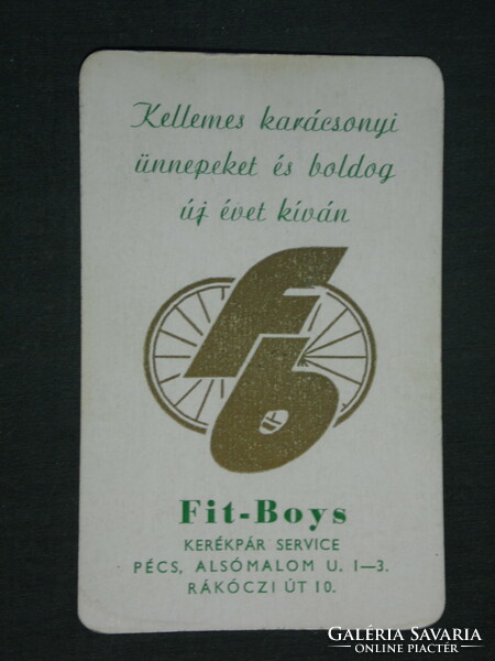 Kártyanaptár, Fit Boys kerékpár szerviz, Pécs, 1993 ,   (2)