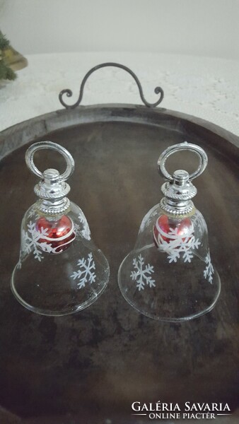 Hópelyhes üvegharang karácsonyfadísz pár