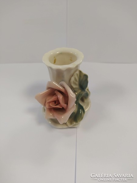 Antik ENS porcelán rózsás gyertyatartó