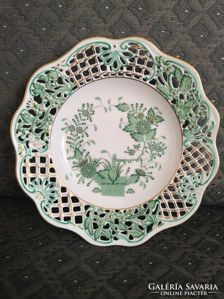 Herend, green Indian basket pattern, beautiful plate, with jubilee mark