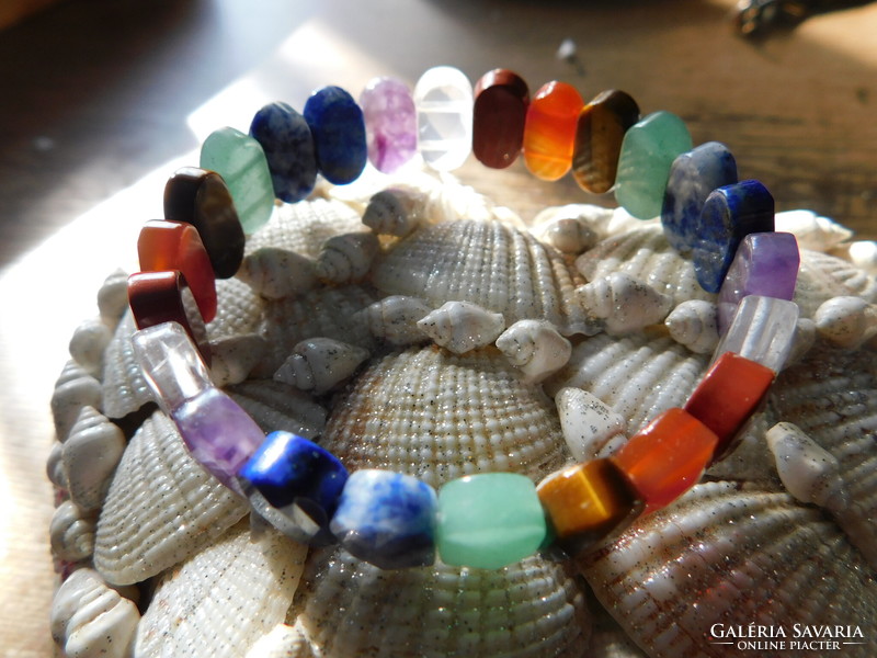 Chakra faceted mineral bracelet with aventurine 18-20cm