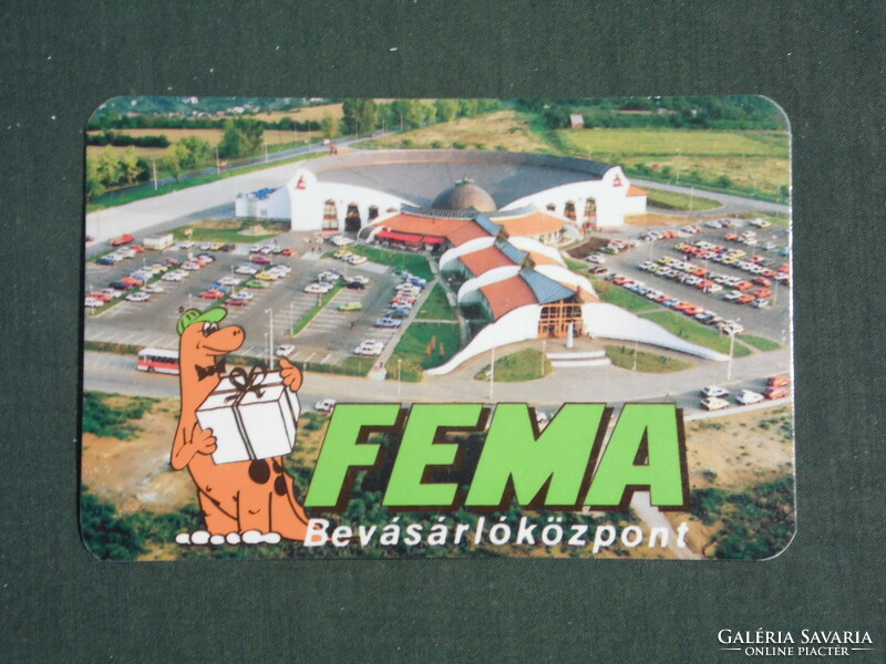 Kártyanaptár, FEMA bevásárlóközpont áruház, Pécs, grafikai rajzos, dinoszaurusz, 1992 ,   (2)