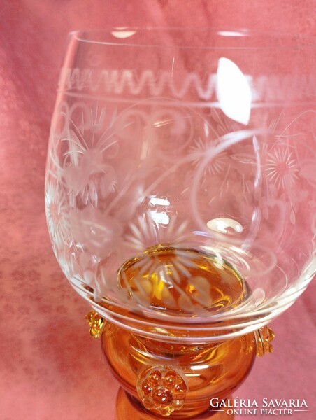Theresienthal, hand blown amber wine glass