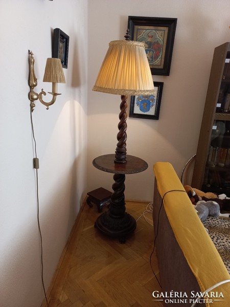 Antique wooden floor lamp with impressive gift table lamp