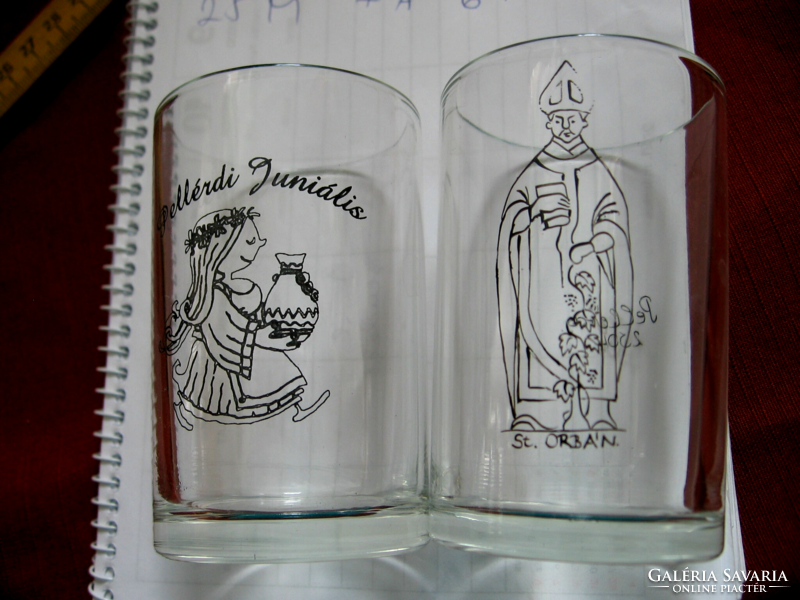 2 Pellerd commemorative glasses, a pair of junial and holy orbán