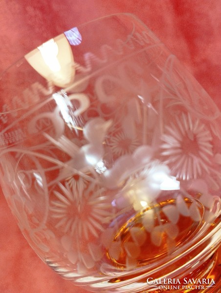 Theresienthal, hand blown amber wine glass