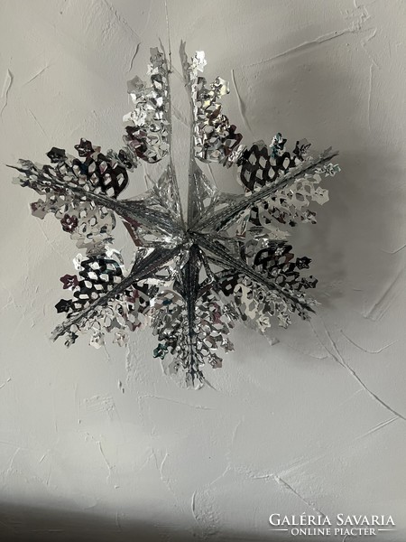 Vintage large silver star ornament Christmas tree decoration