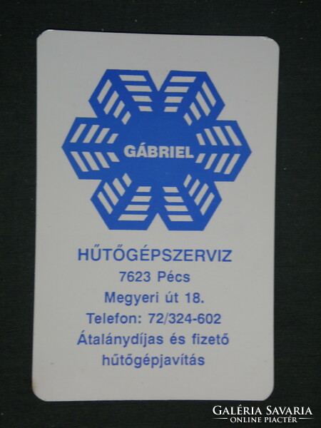 Kártyanaptár, Gábriel hűtőgép szerviz, Pécs, 1994,   (2)