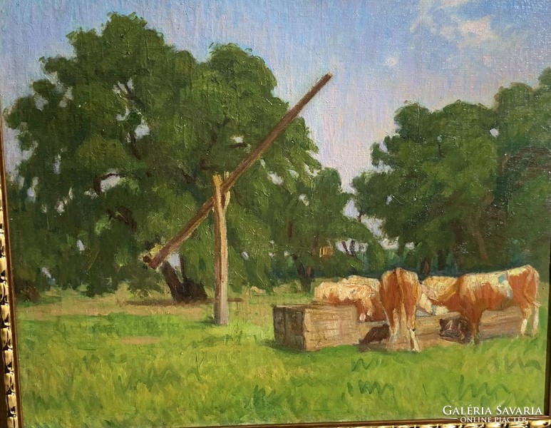 XX. század eleje, magyar festő festménye, olaj, vászon, 50 x 60 cm-es