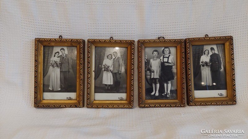 4 glazed gold-wood picture frames, photo frames, internal size 13x8 cm
