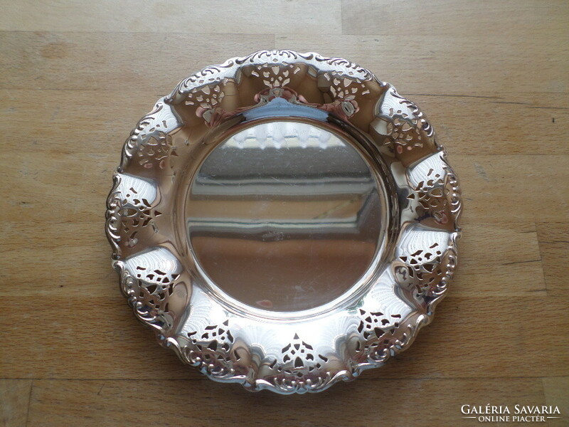 Silver-plated openwork pattern tray tray 17 cm