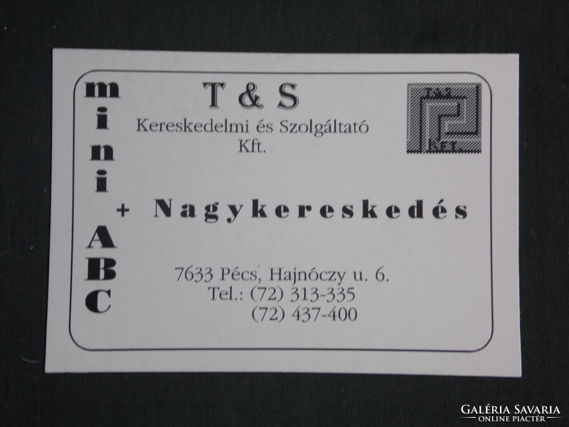 Kártyanaptár, T&S mini ABC élelmiszer nagykereskedés, Pécs,1995,   (2)