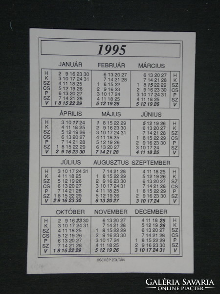 Card calendar, t&s mini abc food wholesaler, Pécs, 1995, (2)