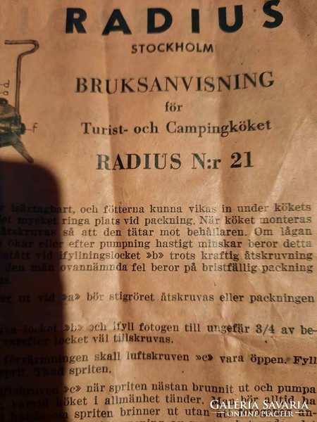 Radius21 svéd kemping főző 1930bol sárgaréz 6nyelven van gravírozás rajta Stockholmban gyártót!!!!!!