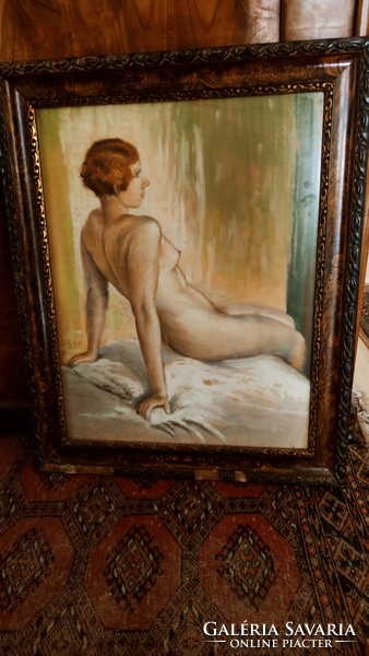 Nude painting by Gyula Virágh from 1935, 70*57 cm