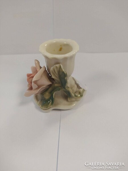Antik ENS porcelán rózsás gyertyatartó