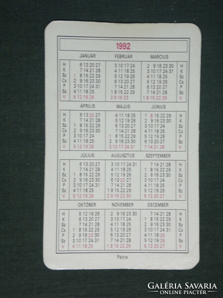 Card calendar, Bognár foreign language center, Pécs, 1992, (2)