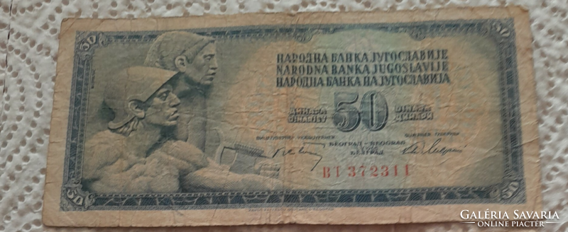 Jugoszláv 50 dínár (bankjegy-1968)