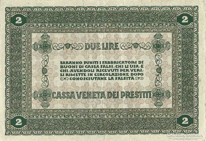 2 Lire lira 1918 italy venice 2.