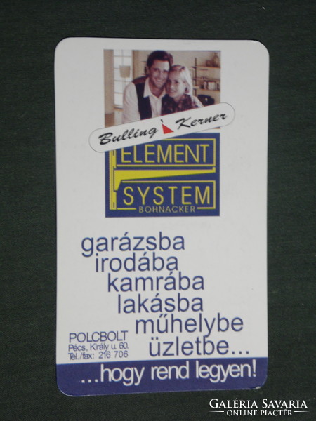 Kártyanaptár, Element System polcbolt, Pécs, 2004,   (2)