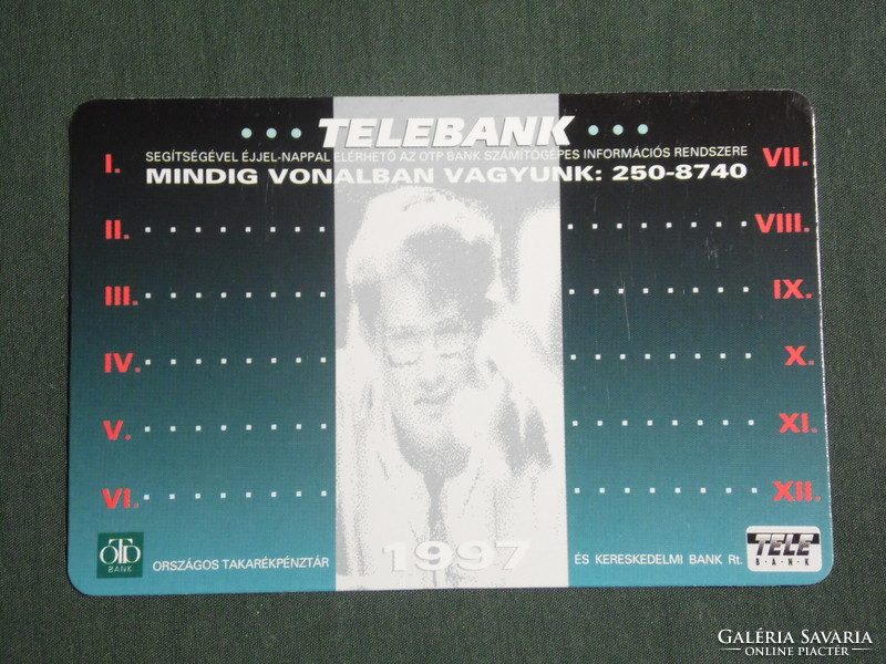 Kártyanaptár, OTP takarékpénztár Bank, Telebank,1997,   (2)