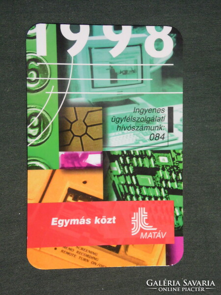Kártyanaptár, MATÁV távközlés Rt. Pécs, internet,1998,   (2)