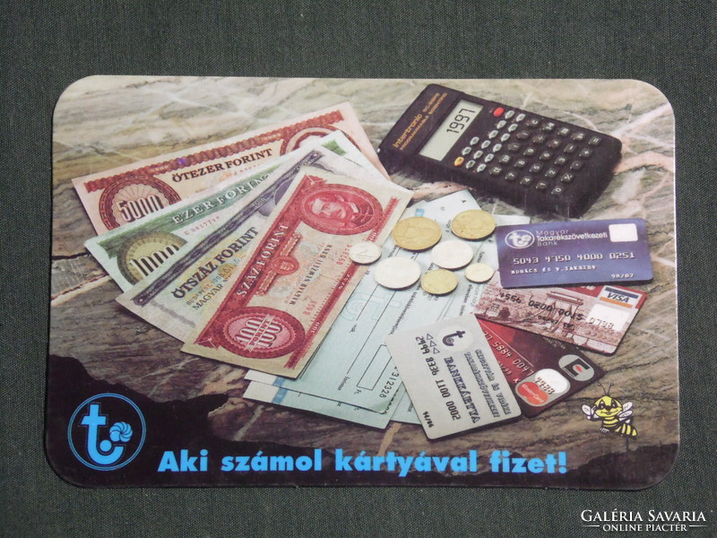 Kártyanaptár, Szigetvár Takarékszövetkezet, papírpénz,bankkártya,1997,   (2)
