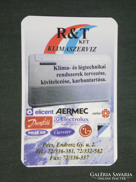 Card calendar, air conditioning service, Pécs, 1998, (2)