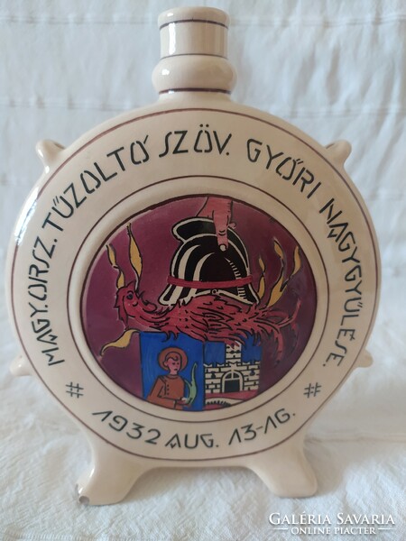 GRÁNIT: 1931- ES  TŰZOLTÓ EMLÉK KULACS, RITKA, GYŰJTŐI, JELZETT, 20 CM