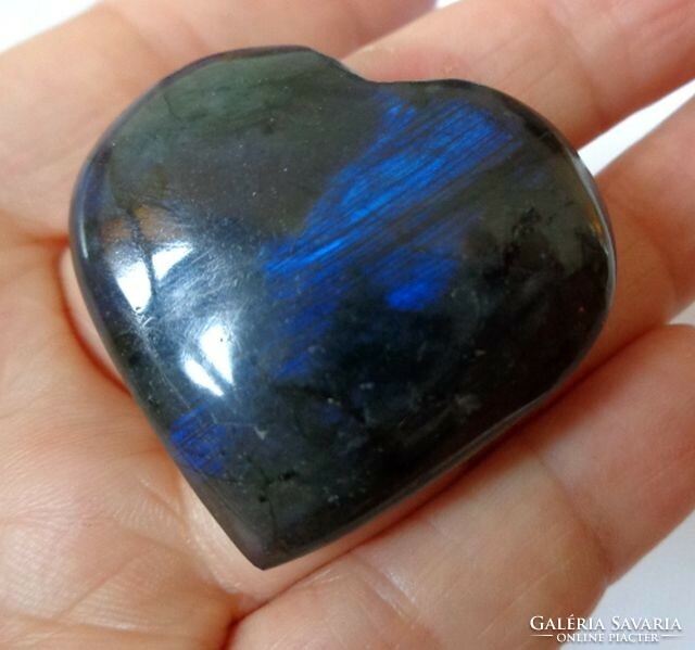 Labradorite Heart Bluish Hand Stone