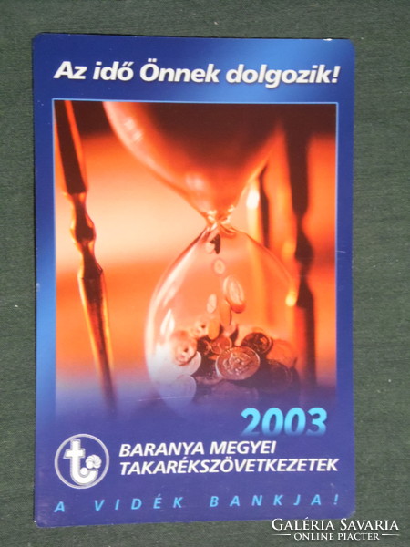 Card calendar, Szigetvár savings association, hourglass, 2003, (2)