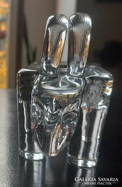 Svéd Kosta Boda retro üveg gyertyataró pár