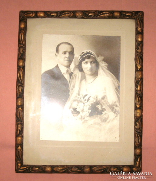 Antique frame with wedding photo 24.5 cm x 33 cm
