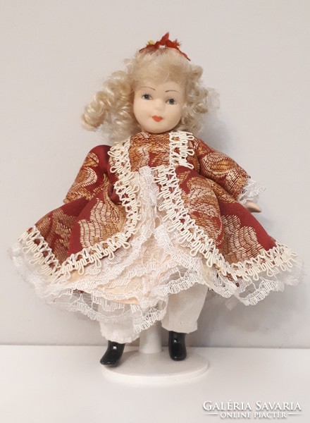 Small lovely porcelain doll fully dressed 16 cm