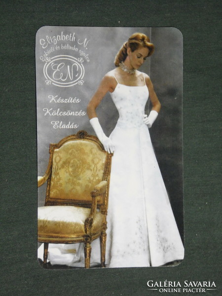 Kártyanaptár,Elizabeth N ,esküvői ruha szalon,Pécs, női ruha modell, 2003,   (2)