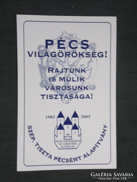 Kártyanaptár, Pécs városszépítő városvédő egyesület , 2003,   (2)