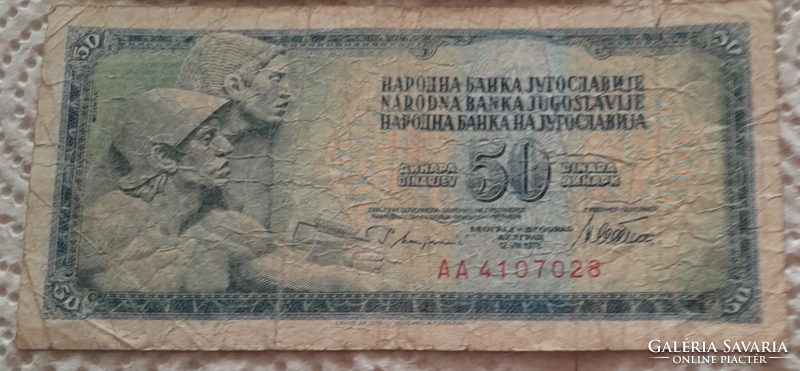 Jugoszláv 50 dínár (bankjegy-1978)