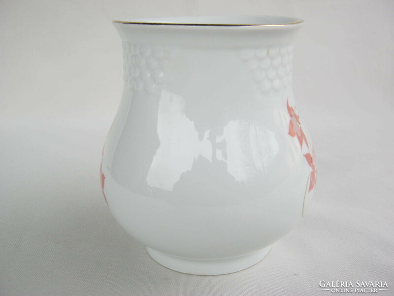 Hollóháza porcelain mug with floral brim