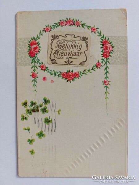 Régi képeslap 1916 levelezőlap rózsa lóhere