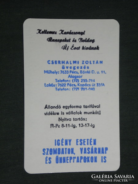 Kártyanaptár, Cserhalmi Zoltán üveges Pécs,1999,   (2)