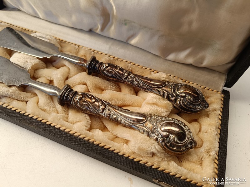 Antique silver handle fish knife set 2 pieces in original box 562 8182