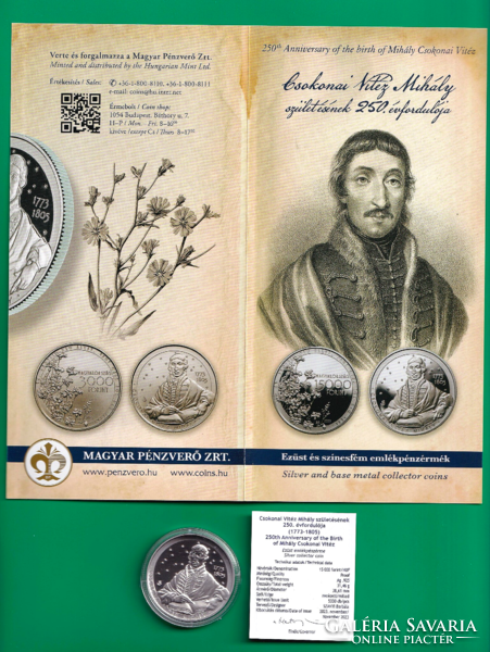 2023 - Mihály the Brave of Csokonai - HUF 15,000 silver, pp commemorative coin - in capsule + mnb certificate and description