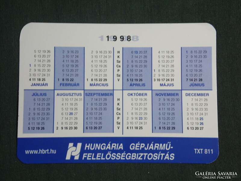 Kártyanaptár, Hungária biztosító, karambol,1998,   (2)