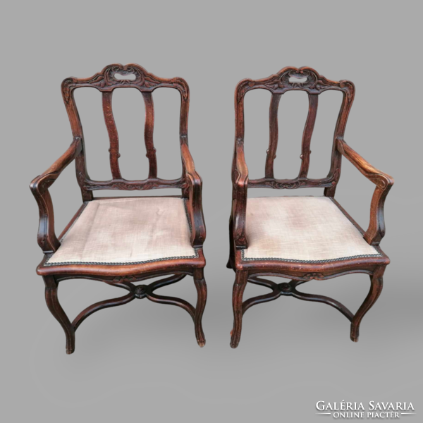 Barokk trónszék, fotel, karos szék párban