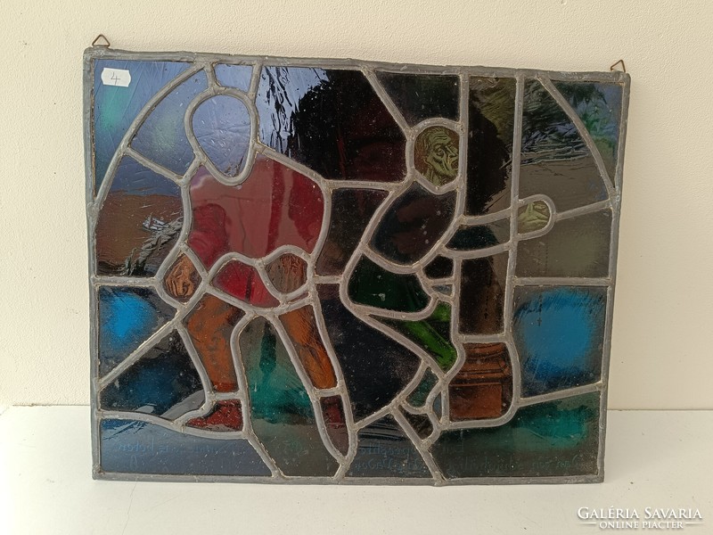 Antik ólomüveg ablak festett ólom üveg vezeklő szerzetesek 581 8173