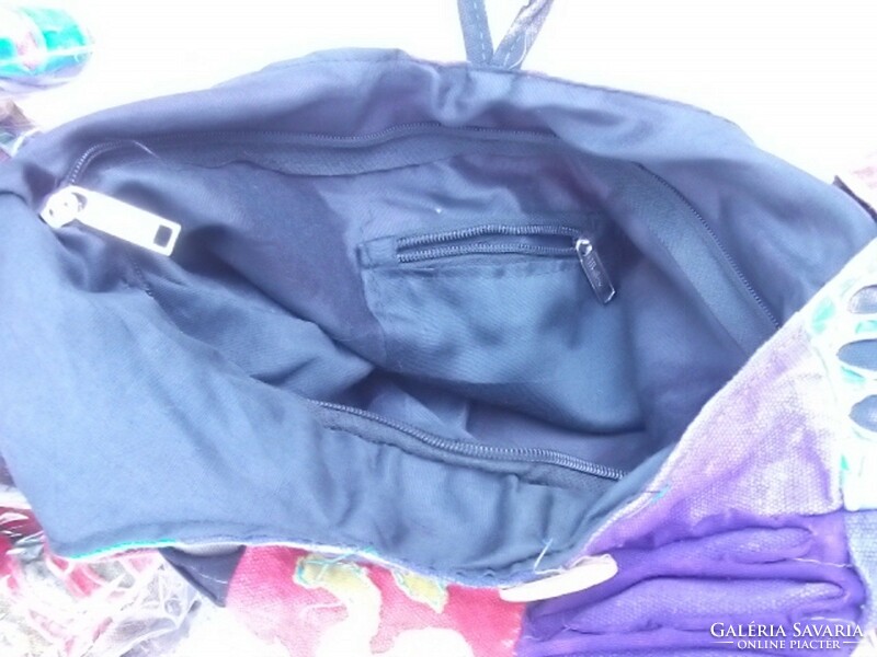 Patchwork satchel-women's shoulder bag made of strong denim canvas, individual pieces 40x37+100 cm v. Strap