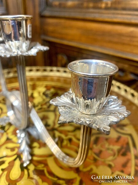 Set of 2 800 silver candle holders, pair