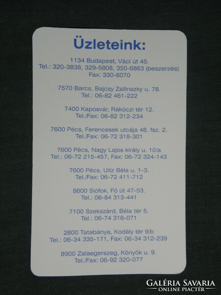 Card calendar, order paper stationery shops, Budapest, Barcs, Pécs, Szekszárd, 2000, (2)