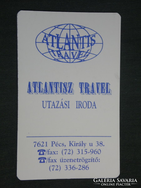 Kártyanaptár, Atlantis Travel utazási iroda, Pécs,1997,   (2)