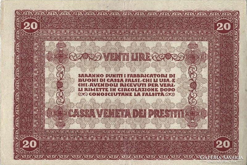 20 Lire lira 1918 Italy Venice 2.